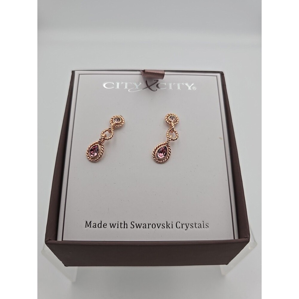 City x City Swarovski Crystal Infinity Twist Earrings In Gift Box